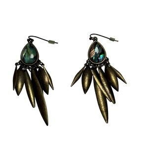 Chic Bronze and Teal Dangle Earrings